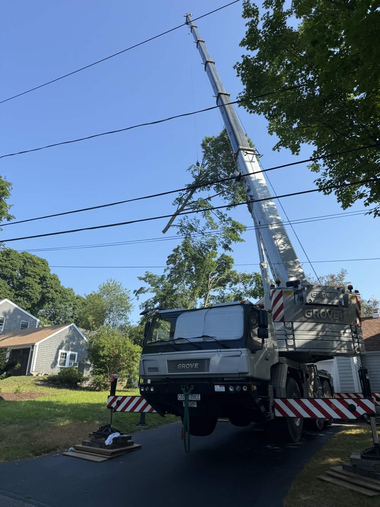 Grove crane truck on residential job